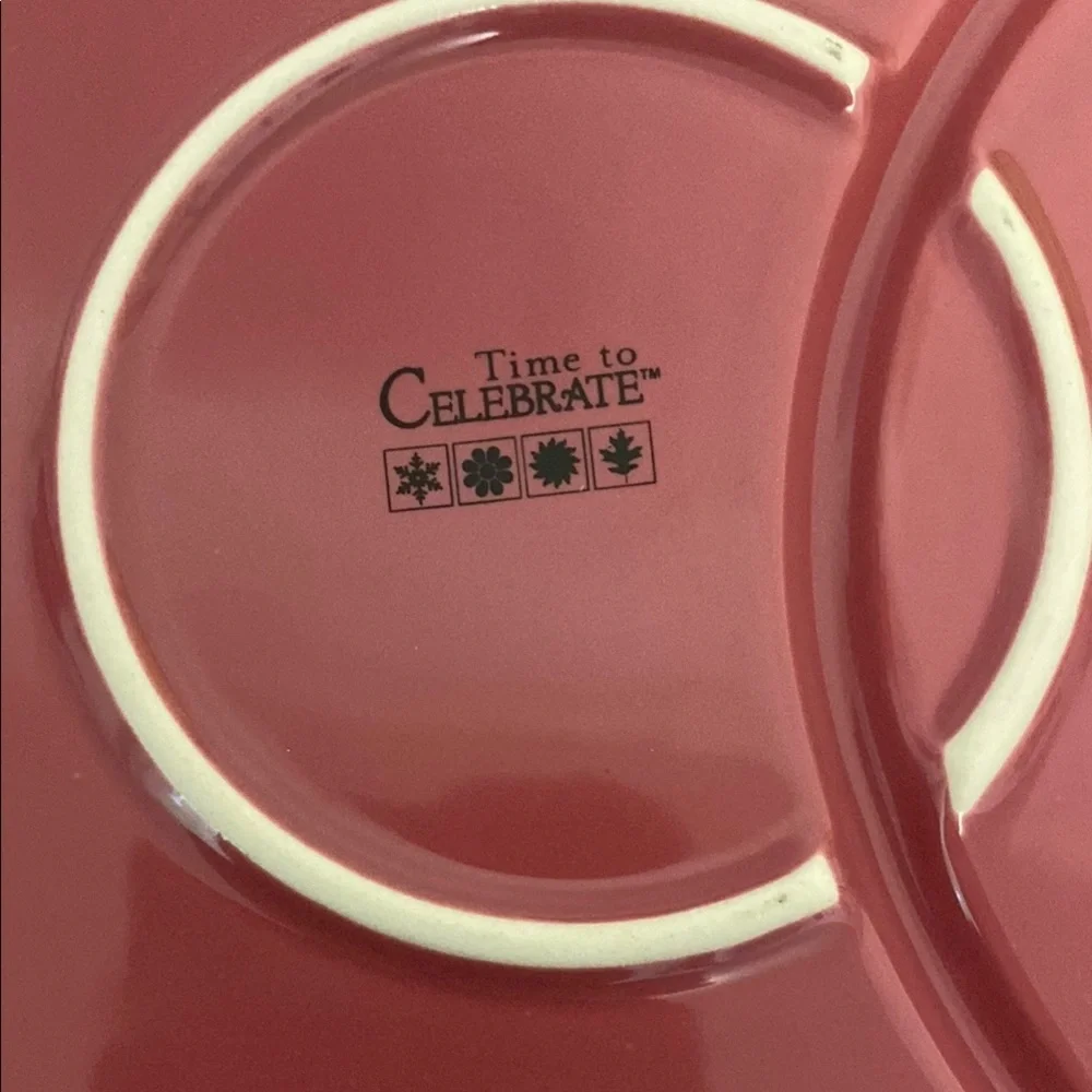 Time to Celebrate set of Two Round Divided Snack Plates 2 Sections